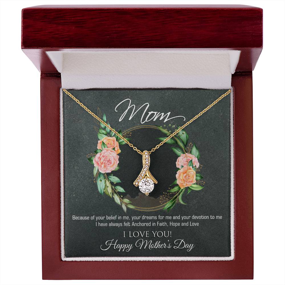 Alluring Beauty Necklace With Message Card : Gifts for Mom - Because of Your Belief in Me - For Mother's Day, Birthday