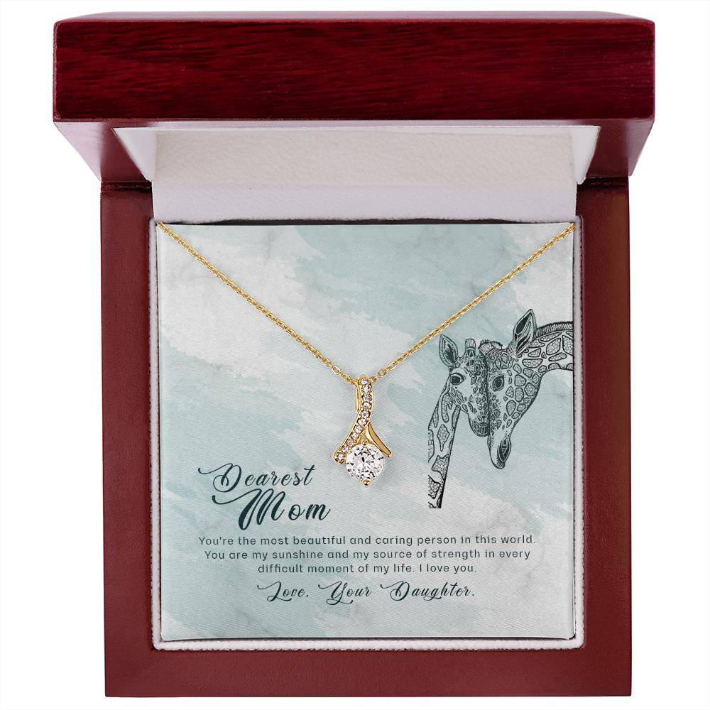 Alluring Beauty Necklace With Message Card : Gifts For Mom - You're the Most Beautiful and Caring Person  - For Mother's Day, Birthday