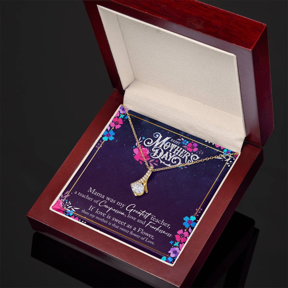 Alluring Beauty Necklace With Message Card : Gifts For Mom - Mama Was my Greatest Teacher - For Mother's Day