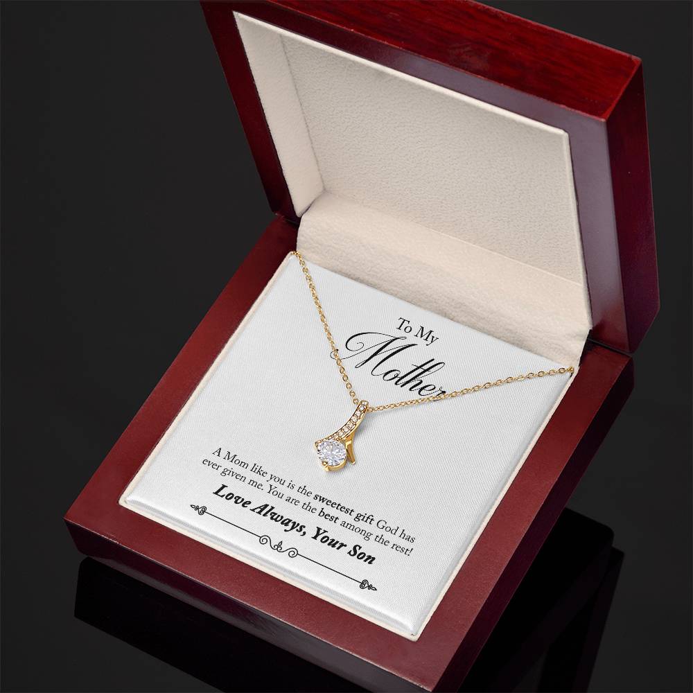 Alluring Beauty Necklace With Message Card : Gifts For Mom - A Mom Like You is the Sweetest Gift God has - For Mother's Day, Birthday