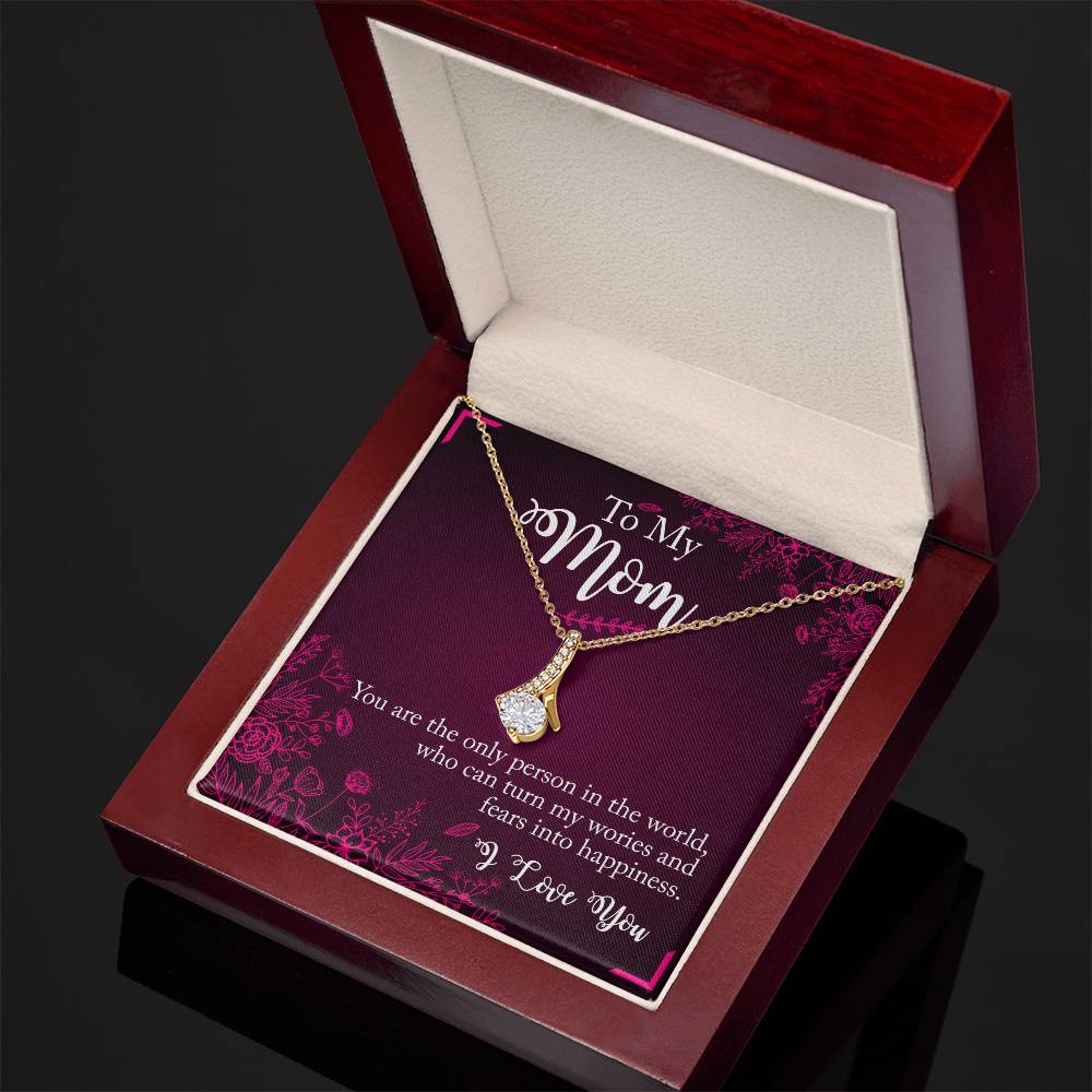 Alluring Beauty Necklace With Message Card : Gifts For Mom - You are the Only Person in the World - For Mother's Day, Birthday