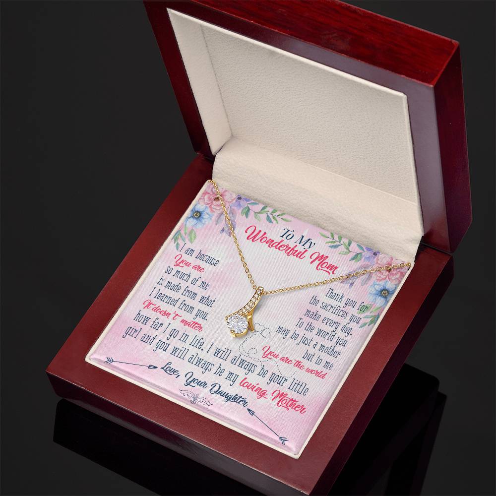 Alluring Beauty Necklace With Message Card : Gifts For Mom - I Am Because You Are So Much of Me - For Mother's Day, Birthday