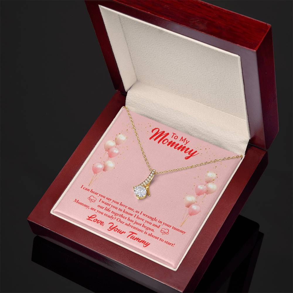 Alluring Beauty Necklace With Message Card : Gifts For Mom - I Can Hear You Say You Love Me As I Wrangle In Your Tummy - For Mother's Day, Birthday