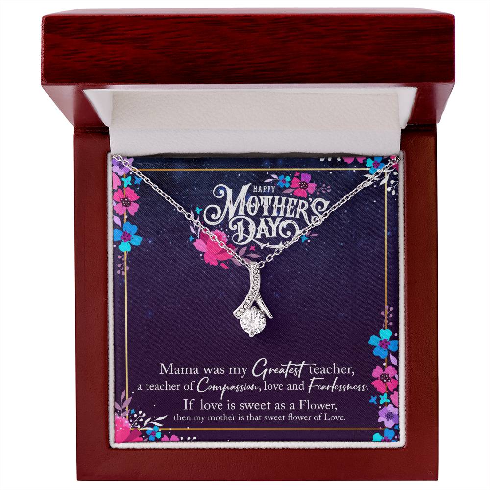 Alluring Beauty Necklace With Message Card : Gifts For Mom - Mama Was my Greatest Teacher - For Mother's Day