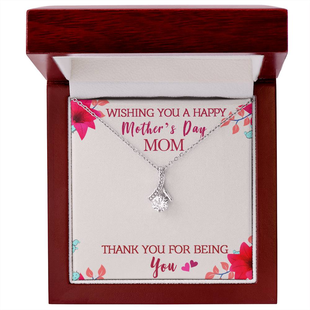 Alluring Beauty Necklace With Message Card : Gifts For Mom - Wishing You a Happy Mother's Day Mom - For Mother's Day