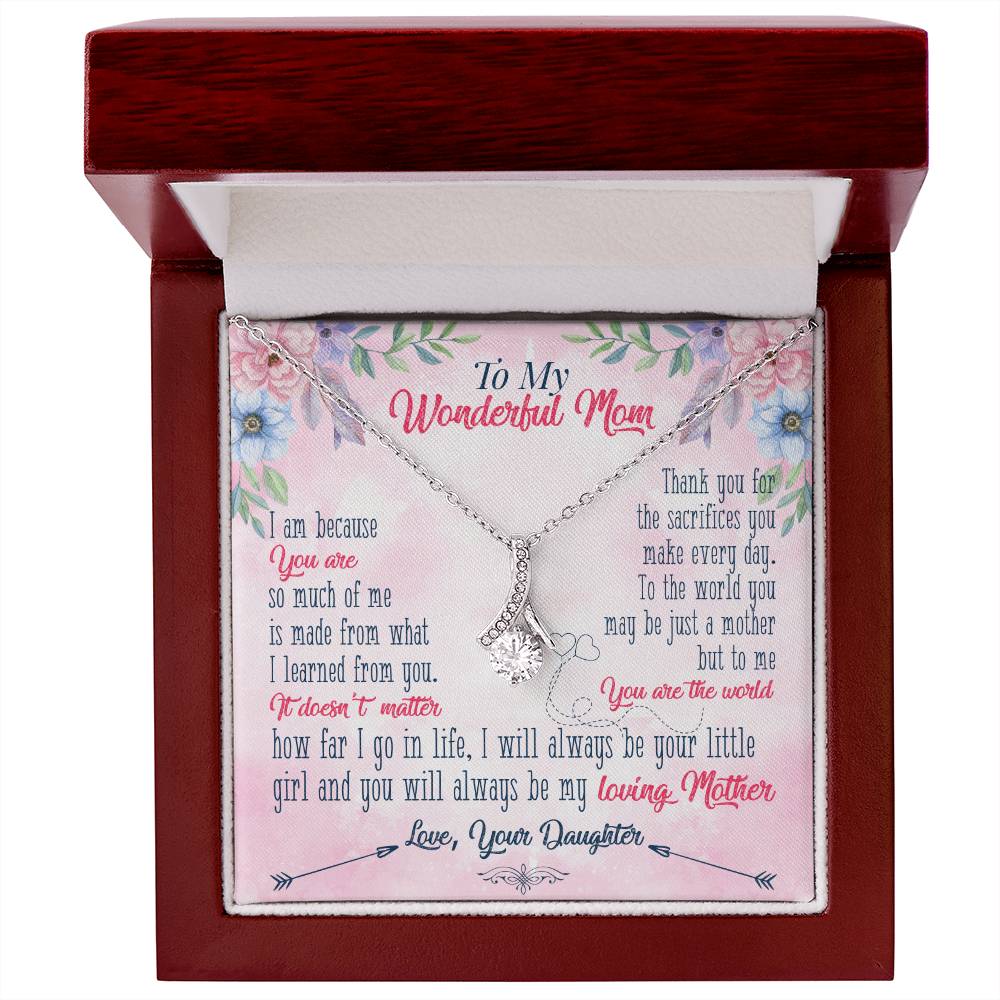 Alluring Beauty Necklace With Message Card : Gifts For Mom - I Am Because You Are So Much of Me - For Mother's Day, Birthday