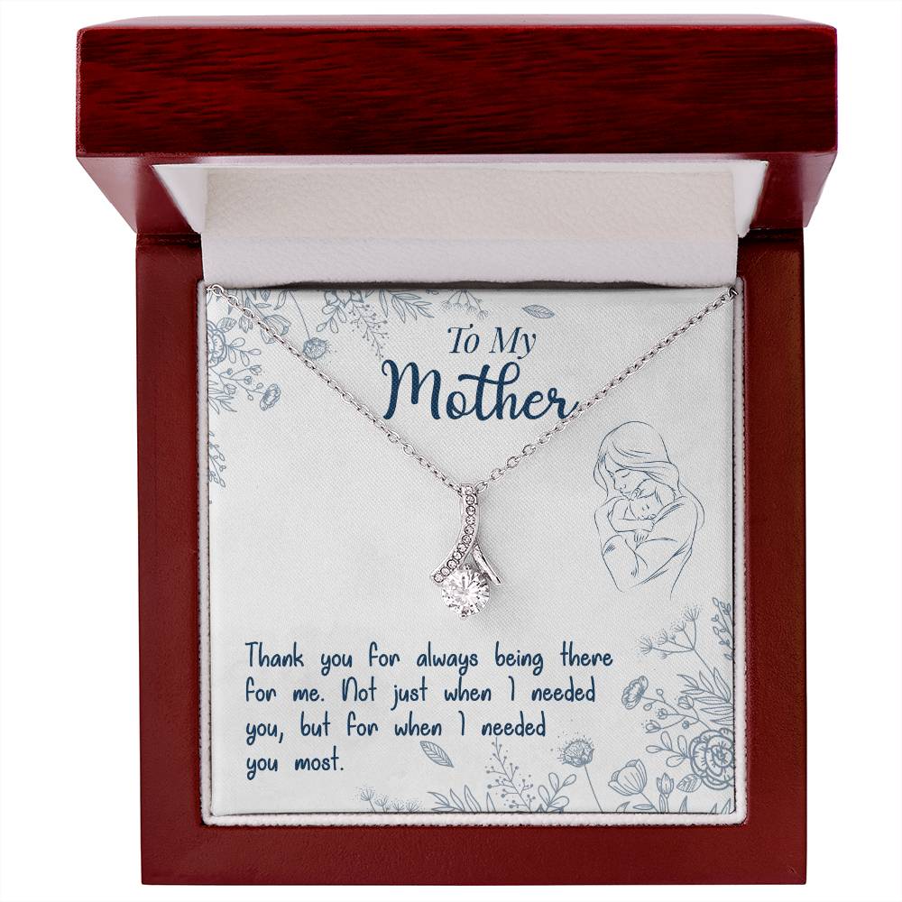 Alluring Beauty Necklace With Message Card : Gifts For Mom - Thank You For Always Being There For Me - For Mother's Day, Birthday