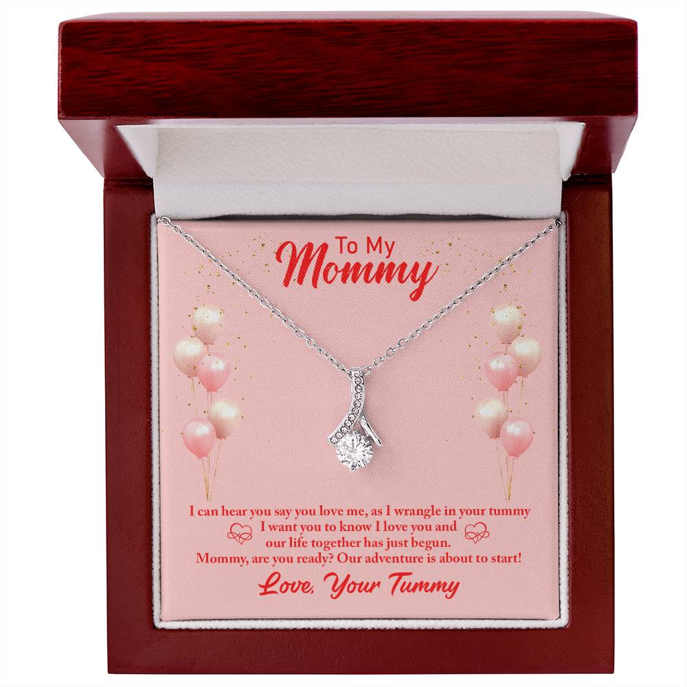 Alluring Beauty Necklace With Message Card : Gifts For Mom - I Can Hear You Say You Love Me As I Wrangle In Your Tummy - For Mother's Day, Birthday