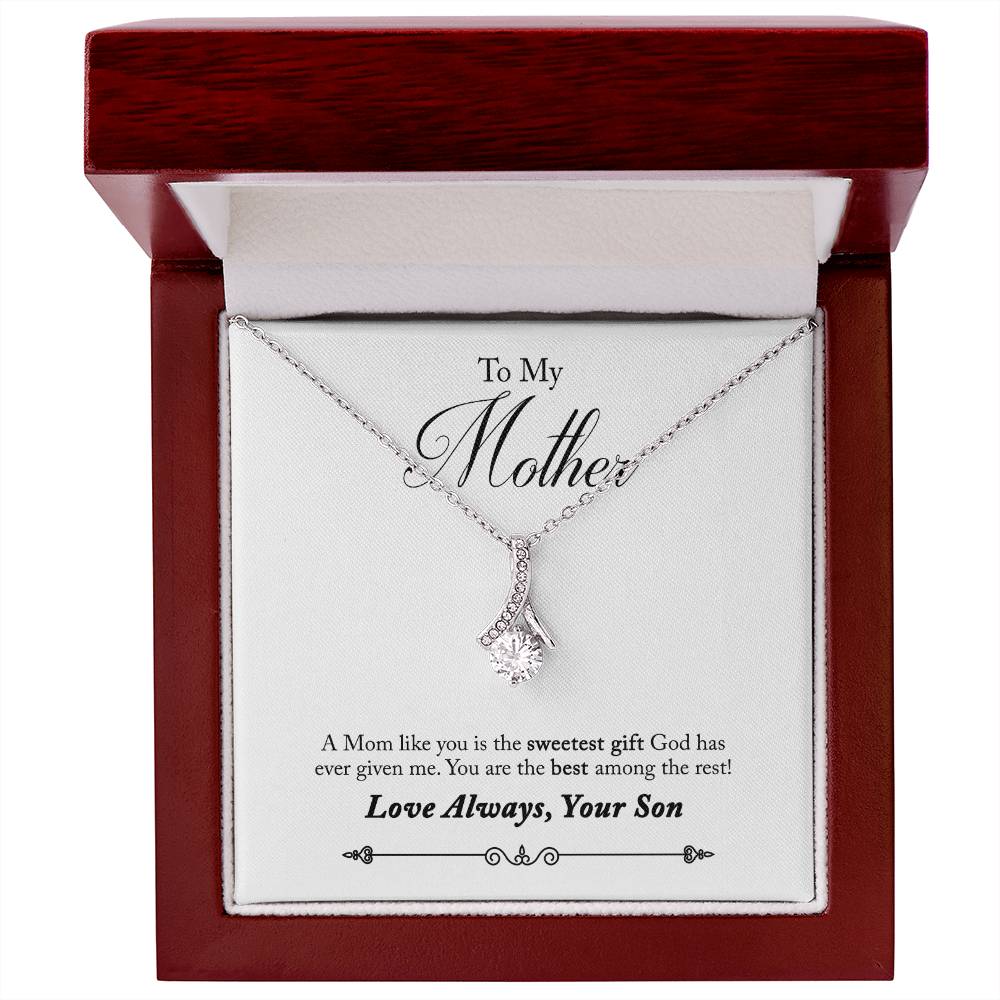 Alluring Beauty Necklace With Message Card : Gifts For Mom - A Mom Like You is the Sweetest Gift God has - For Mother's Day, Birthday