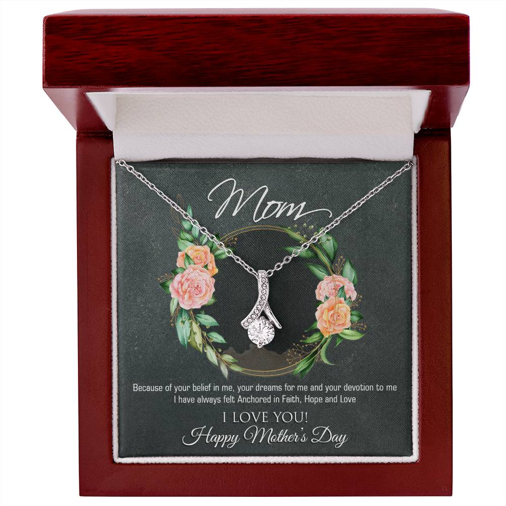 Alluring Beauty Necklace With Message Card : Gifts for Mom - Because of Your Belief in Me - For Mother's Day, Birthday