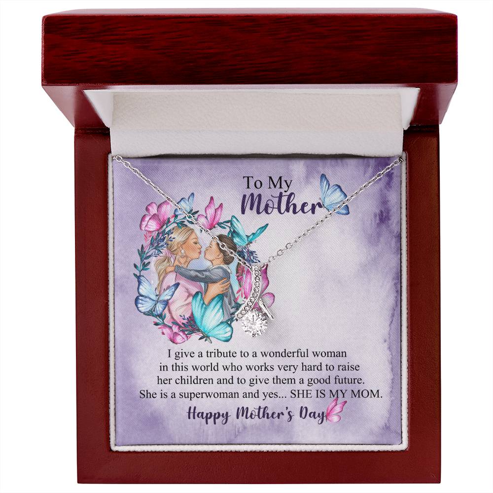 Alluring Beauty Necklace With Message Card : Gifts For Mom - I Give a Tribute to a Wonderful Woman in this World - For Mother's Day