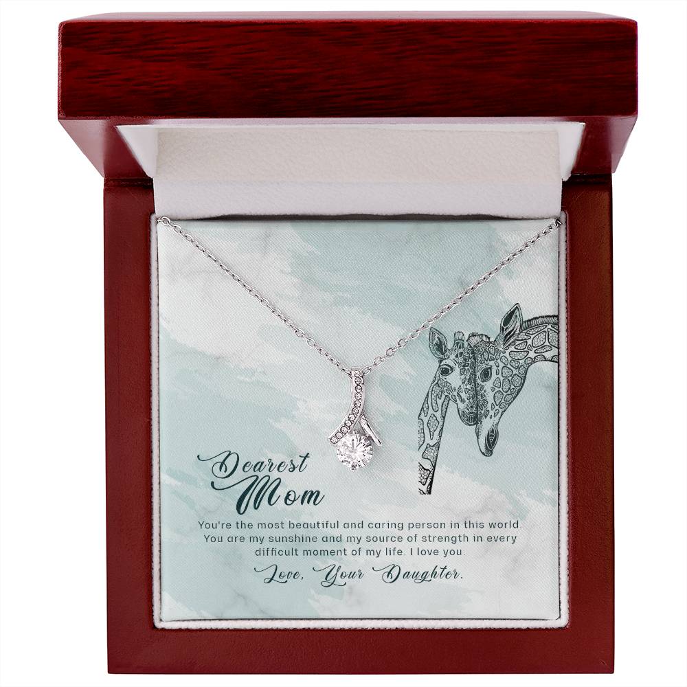 Alluring Beauty Necklace With Message Card : Gifts For Mom - You're the Most Beautiful and Caring Person  - For Mother's Day, Birthday