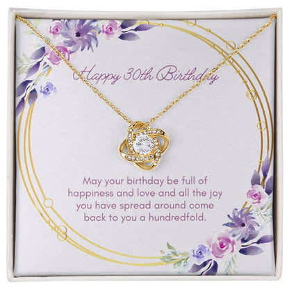 Birthday Gifts for Her: 30th Birthday Gift - Love Knot Necklace with Message Card - For Wife, Girlfriend, Sister, Daughter, Friend
