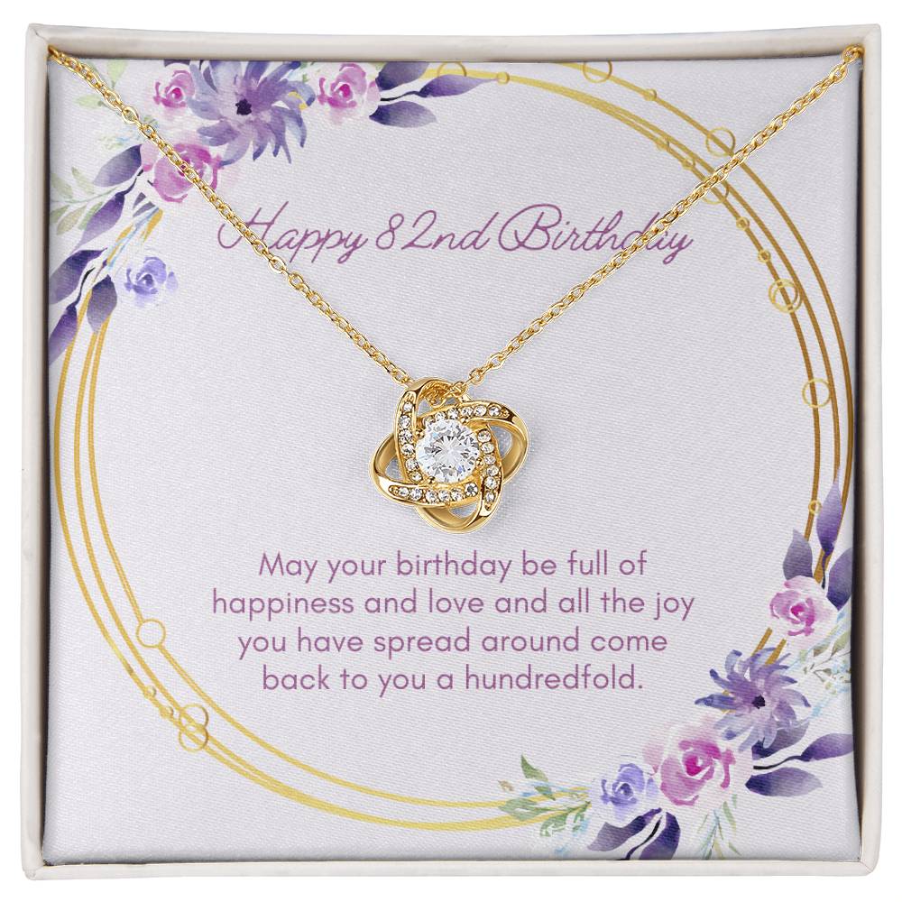 Birthday Gifts for Her: 82nd Birthday Gift - Love Knot Necklace with Message Card - For Wife, Girlfriend, Sister, Daughter, Friend
