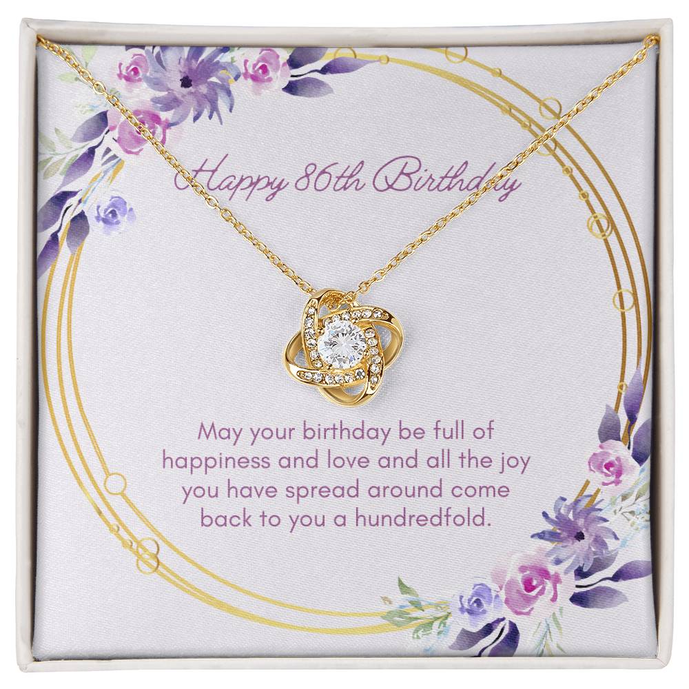 Birthday Gifts for Her: 86th Birthday Gift - Love Knot Necklace with Message Card - For Wife, Girlfriend, Sister, Daughter, Friend