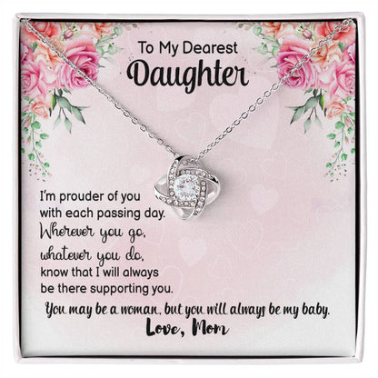 Love Knot Necklace with Message Card : Gifts for Daughter - I'm Prouder of You with Each Passing Day Wherever You Go Whatever - For Graduation, Birthday, Holiday