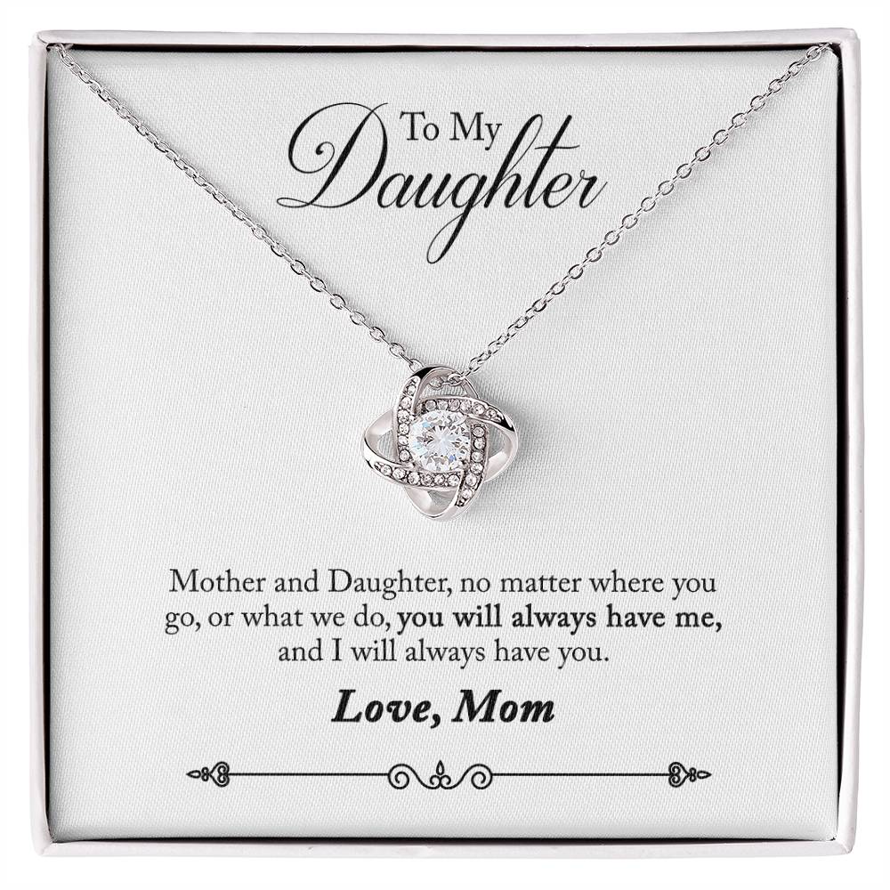 Love Knot Necklace with Message Card : Gifts for Daughter - Mother and Daughter no Matter Where You go or What You do - For Graduation, Birthday, Holiday