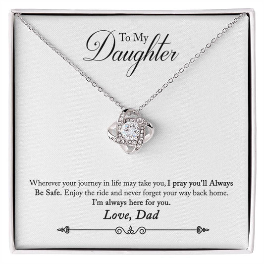 Love Knot Necklace with Message Card : Gifts for Daughter - Wherever Your Journey in Life May Take You I Pray - For Graduation, Birthday, Holiday