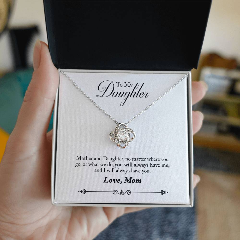 Love Knot Necklace with Message Card : Gifts for Daughter - Mother and Daughter no Matter Where You go or What You do - For Graduation, Birthday, Holiday