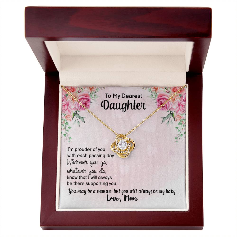 Love Knot Necklace with Message Card : Gifts for Daughter - I'm Prouder of You with Each Passing Day Wherever You Go Whatever - For Graduation, Birthday, Holiday