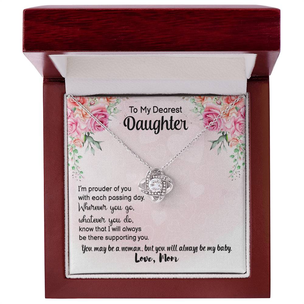 Love Knot Necklace with Message Card : Gifts for Daughter - I'm Prouder of You with Each Passing Day Wherever You Go Whatever - For Graduation, Birthday, Holiday