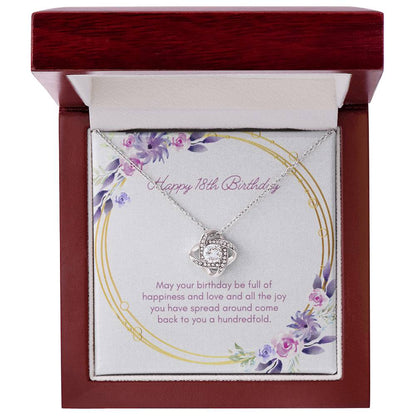 Birthday Gifts for Her: 18th Birthday Gift - Love Knot Necklace with Message Card - For Wife, Girlfriend, Sister, Daughter, Friend