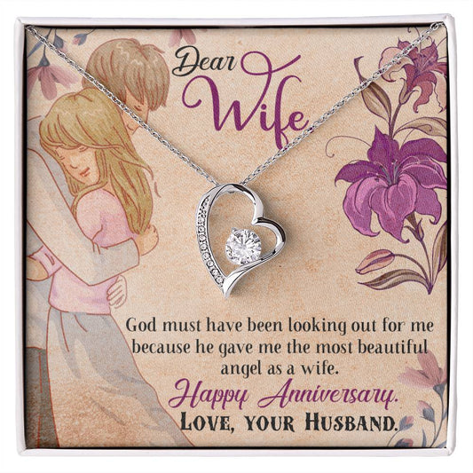 Forever Love Necklace with Message Card : Gifts for Wife - God Must Have Been Looking Out  - For Anniversary