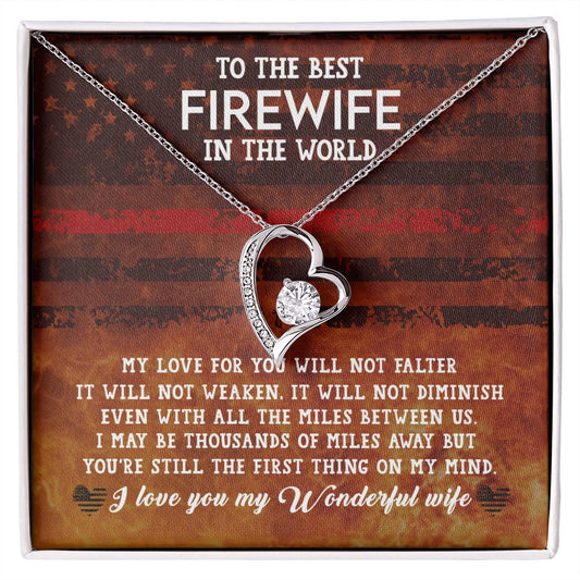 Forever Love Necklace with Message Card : Gifts for Wife - To the Best Firewife In the World - For Anniversary, Birthday