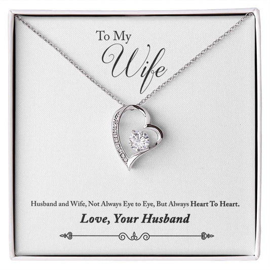 Forever Love Necklace with Message Card : Gifts for Wife - Husband and Wife, Not Always Eye to Eye, But Always - For Anniversary, Birthday