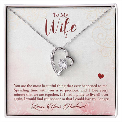 Forever Love Necklace with Message Card : Gifts for Wife -You are the Most Beautiful Thing that Ever Happened to Me - For Anniversary