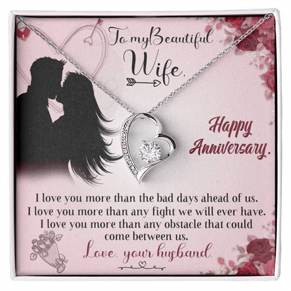 Forever Love Necklace with Message Card : Gifts for Wife - I Love You More Than the Bad Days Ahead - For Anniversary