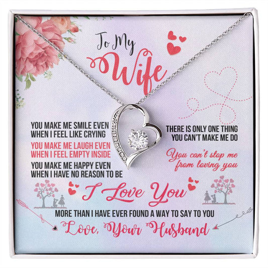 Forever Love Necklace with Message Card : Gifts for Wife - You Make Me Smile Even When I Feel Like Crying - For Anniversary, Birthday