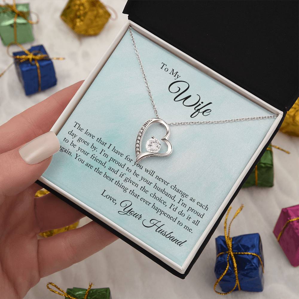 Forever Love Necklace with Message Card : Gifts for Wife - To My Wife the Love that I Have for You Will Never - For Anniversary, Birthday