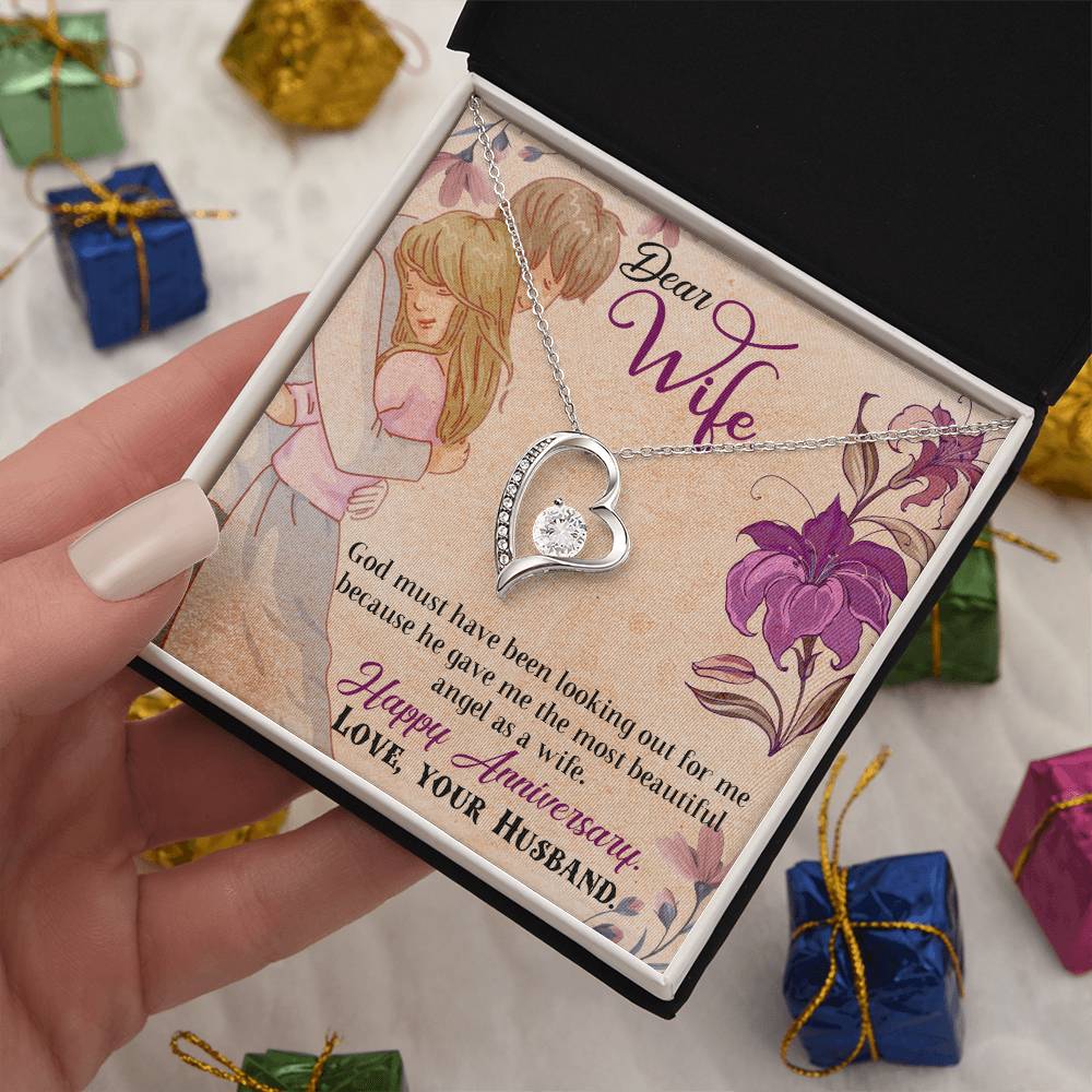 Forever Love Necklace with Message Card : Gifts for Wife - God Must Have Been Looking Out  - For Anniversary