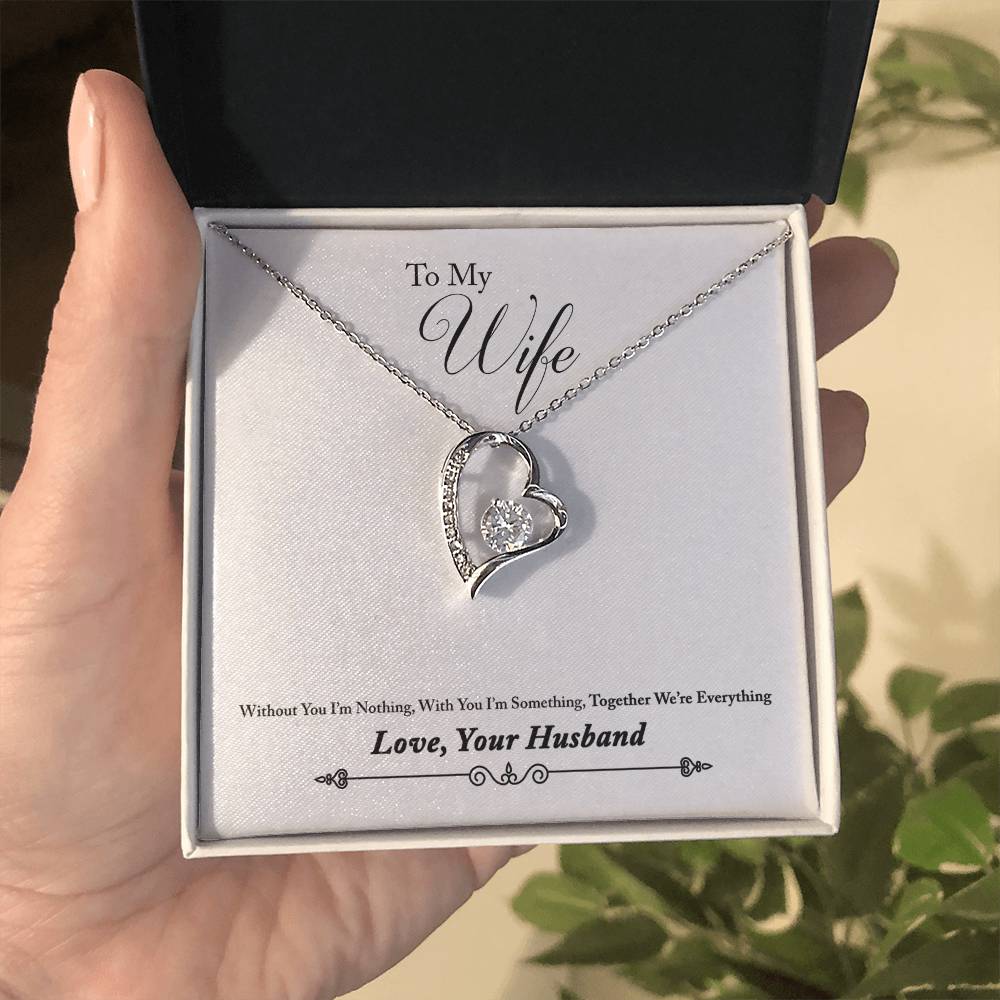 Forever Love Necklace with Message Card : Gifts for Wife - Without You I'm Nothing, With You I'm - For Anniversary, Birthday