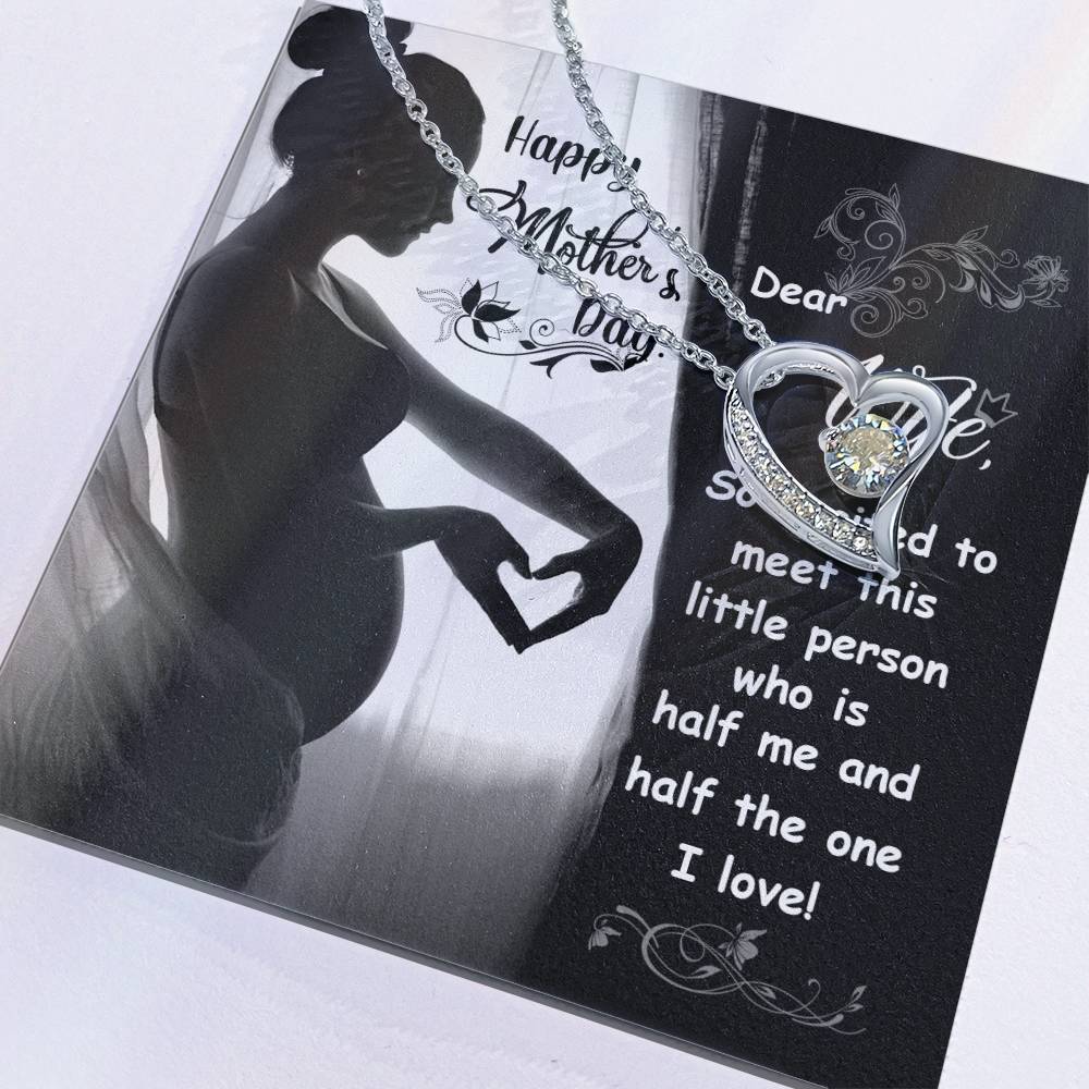 Forever Love Necklace with Message Card : Gifts for Wife - Happy Mothers Day Dear Wife so Excited to Meet  - For Mothers Day