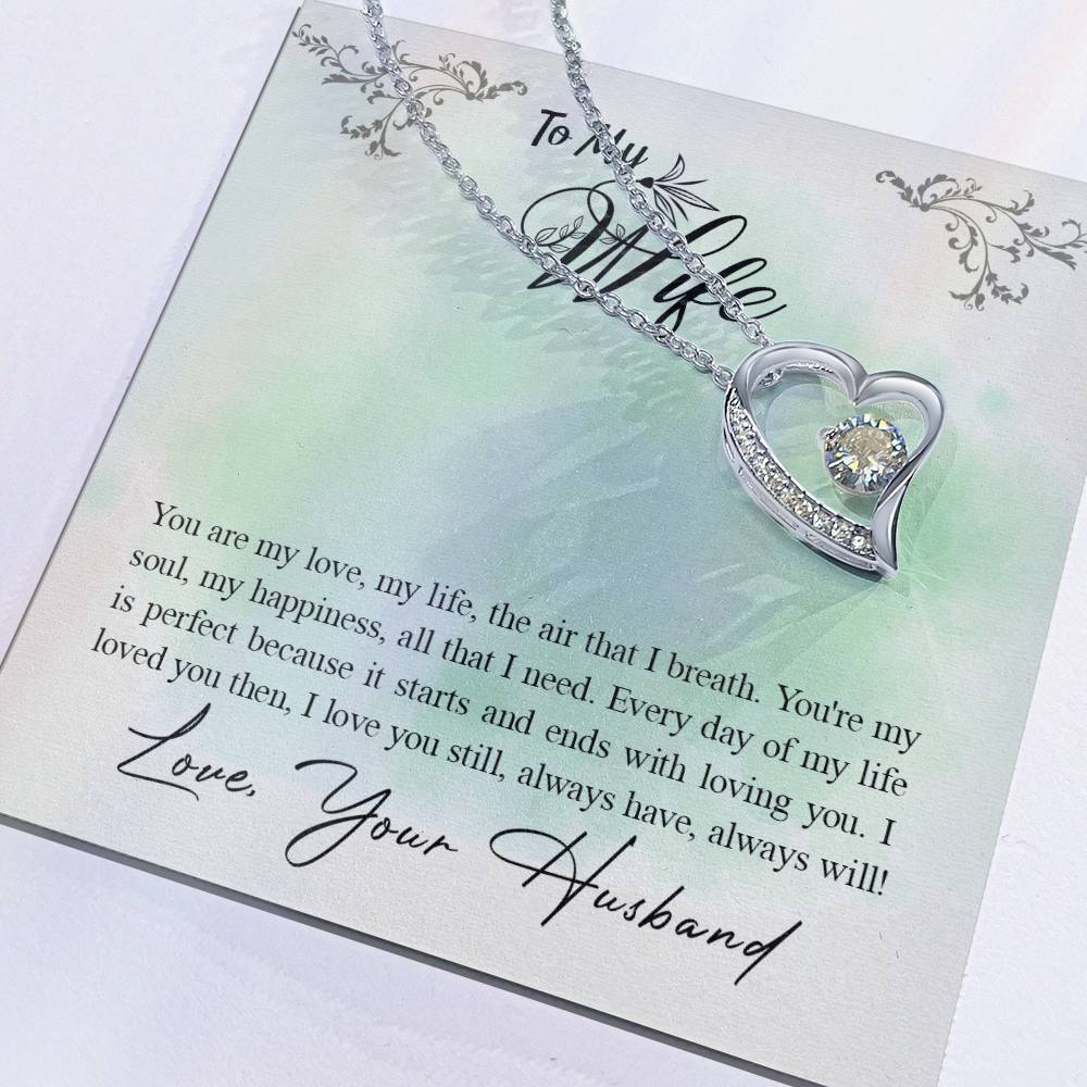 Forever Love Necklace with Message Card : Gifts for Wife - Your are My Love, My Life, the Aire that I Breath - For Anniversary, Birthday