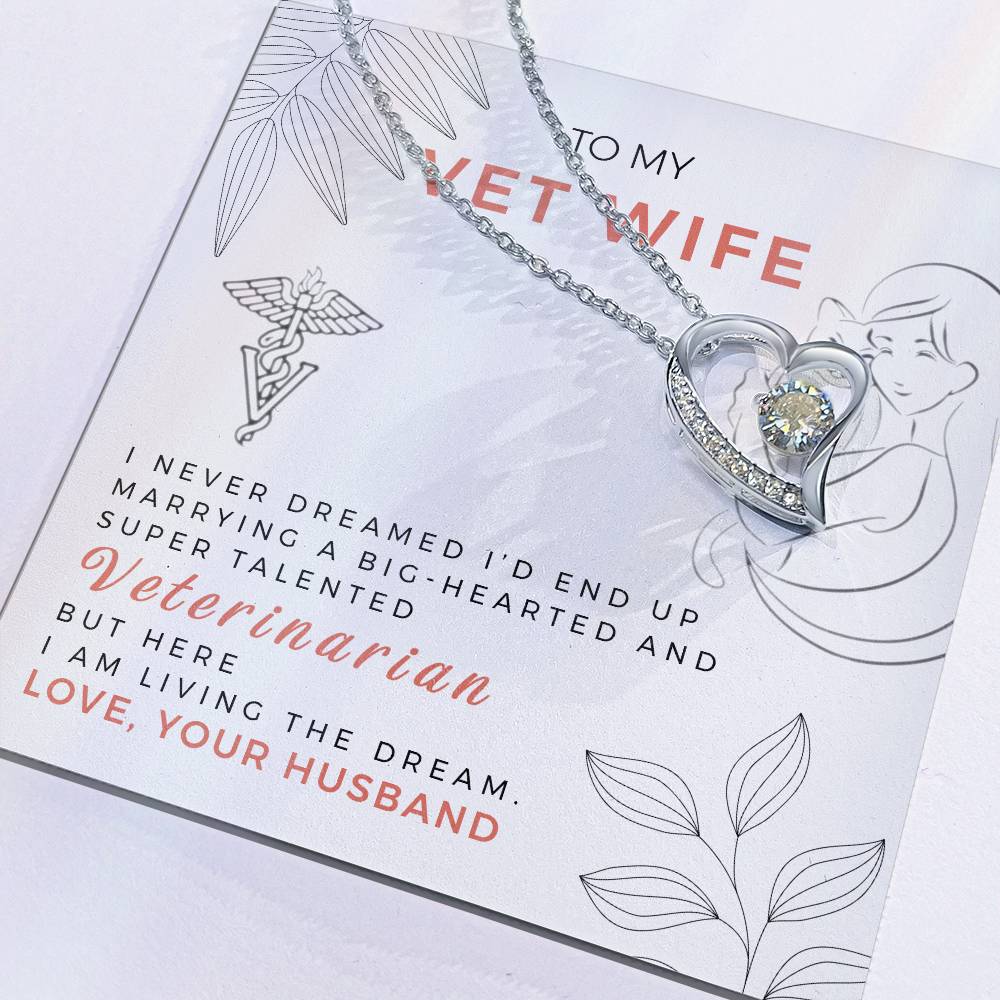 Forever Love Necklace with Message Card : Gifts for Wife - To My Vet Wife, I Never Dream I'd End Up - For Anniversary, Birthday