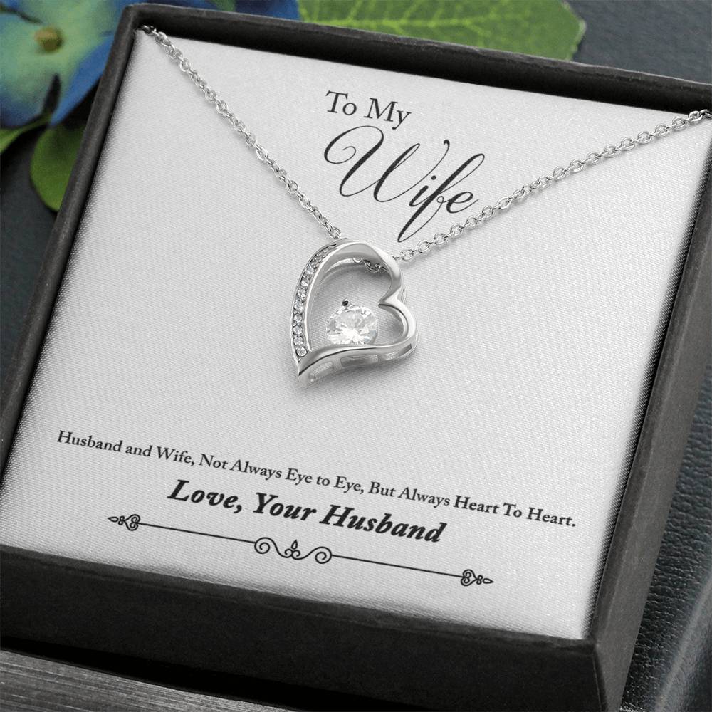 Forever Love Necklace with Message Card : Gifts for Wife - Husband and Wife, Not Always Eye to Eye, But Always - For Anniversary, Birthday