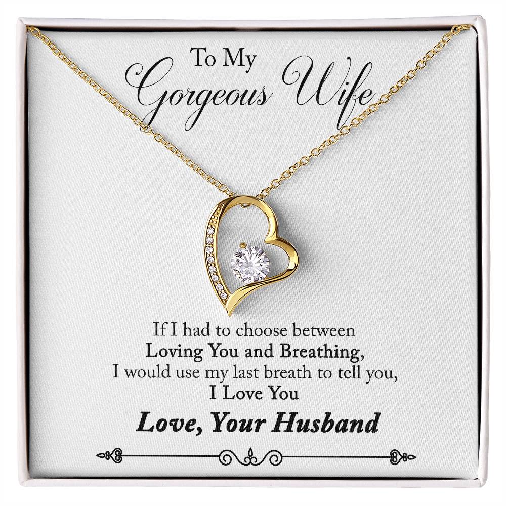 Forever Love Necklace with Message Card : Gifts for Wife - If I Had to Choose Between Loving You and Breathing - For Anniversary, Birthday