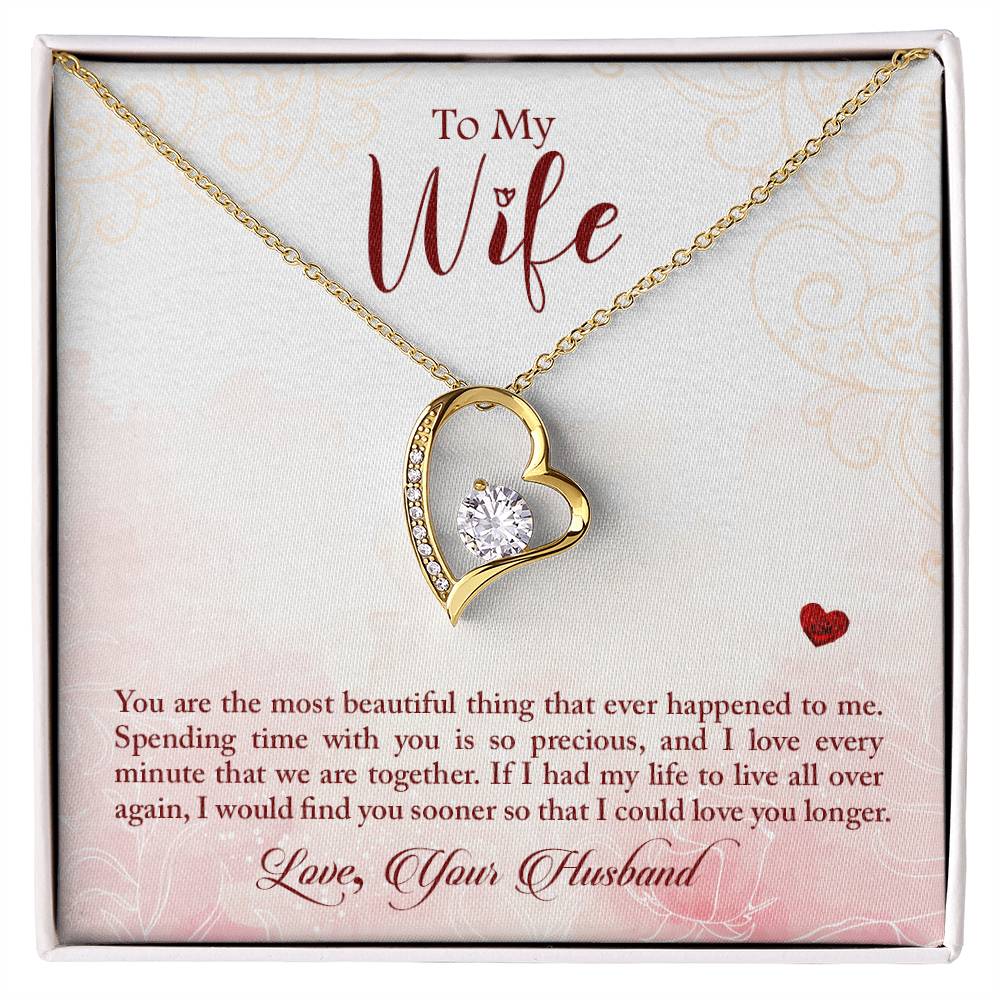 Forever Love Necklace with Message Card : Gifts for Wife -You are the Most Beautiful Thing that Ever Happened to Me - For Anniversary