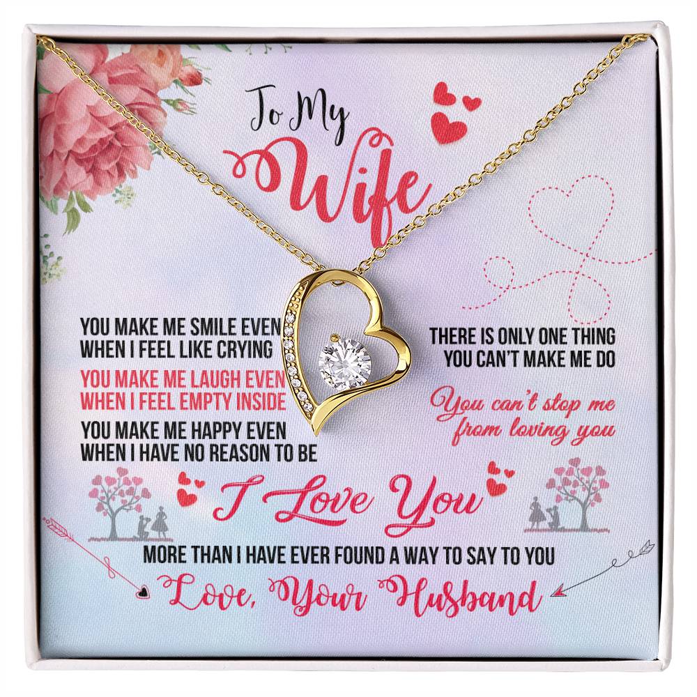 Forever Love Necklace with Message Card : Gifts for Wife - You Make Me Smile Even When I Feel Like Crying - For Anniversary, Birthday