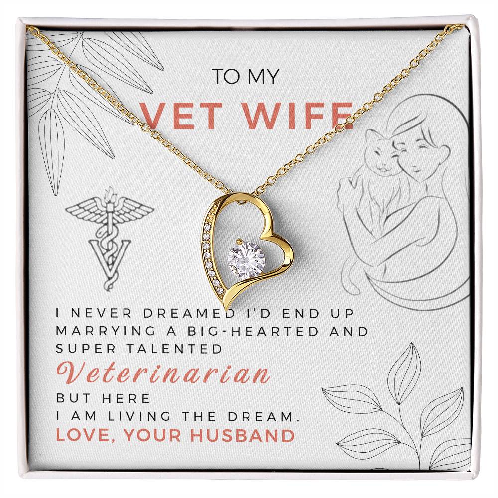 Forever Love Necklace with Message Card : Gifts for Wife - To My Vet Wife, I Never Dream I'd End Up - For Anniversary, Birthday