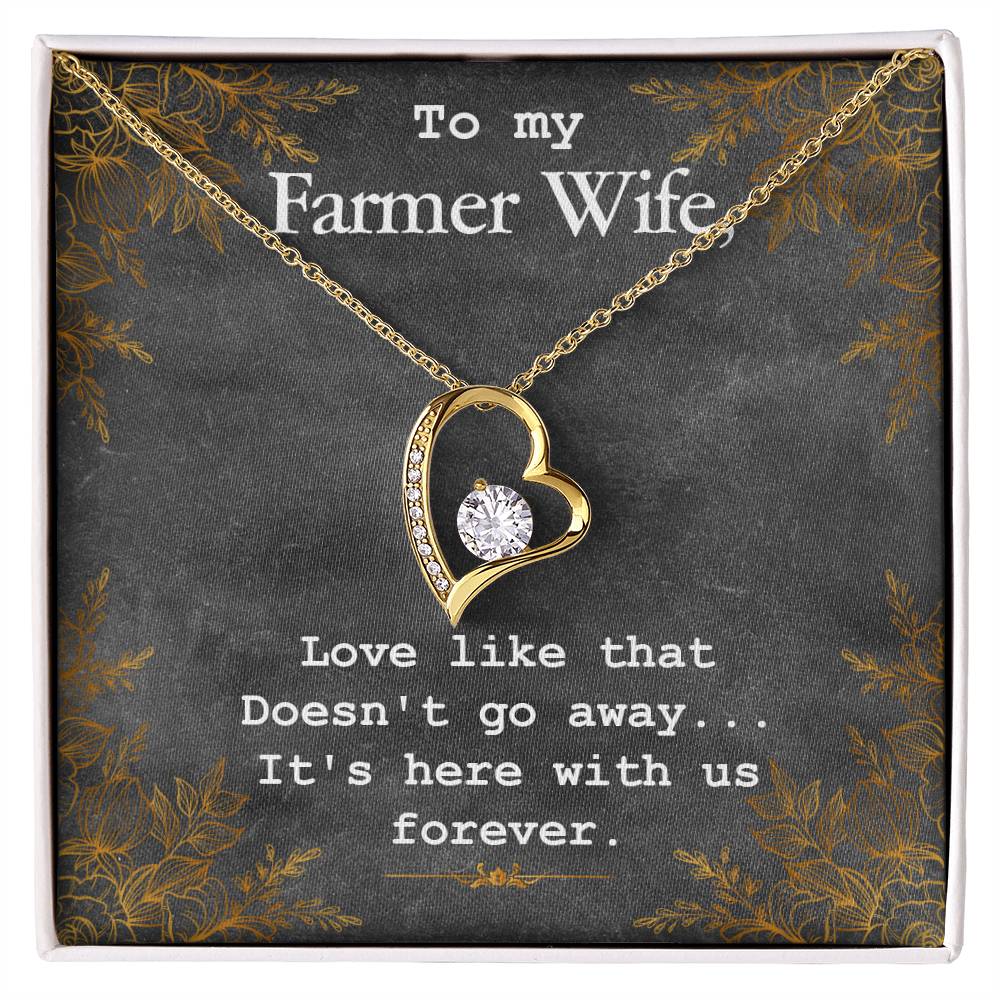 Forever Love Necklace with Message Card : Gifts for Wife - To My Farmer Wife, Love Like That Doesn't Go Away - For Anniversary, Birthday