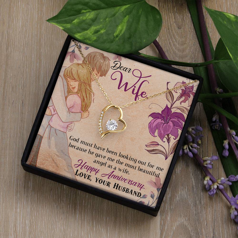 Forever Love Necklace with Message Card : Gifts for Wife - God Must Have Been Looking Out  - For Anniversary