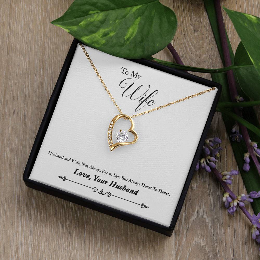 Forever Love Necklace with Message Card : Gifts for Wife - Husband and Wife, Not Always Eye to Eye, But Always - For Anniversary, Birthday