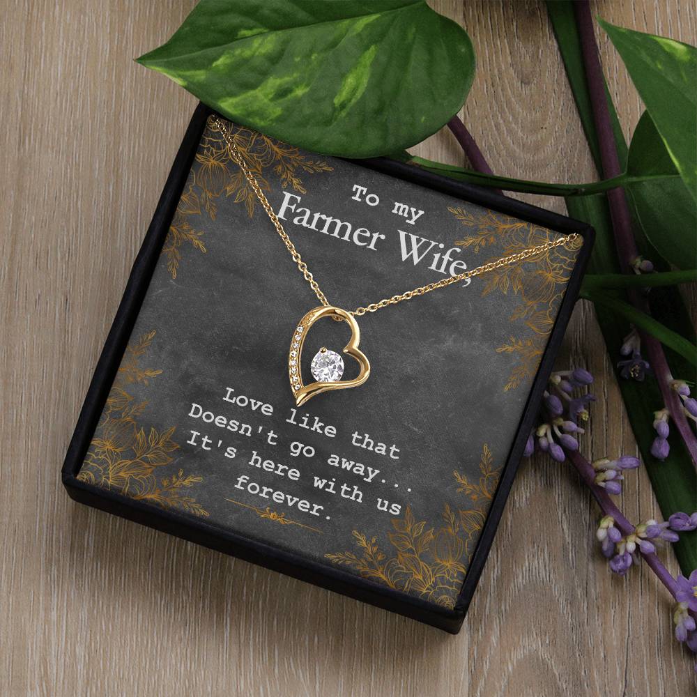 Forever Love Necklace with Message Card : Gifts for Wife - To My Farmer Wife, Love Like That Doesn't Go Away - For Anniversary, Birthday