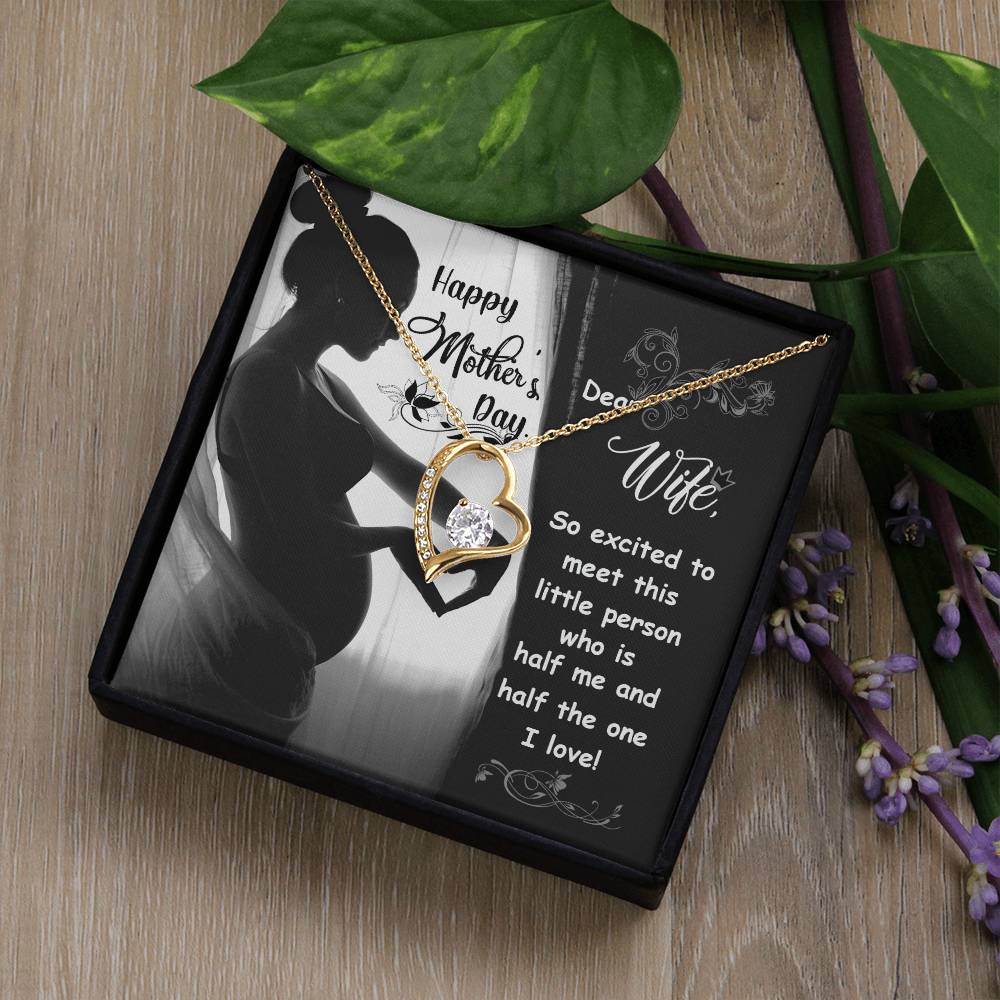 Forever Love Necklace with Message Card : Gifts for Wife - Happy Mothers Day Dear Wife so Excited to Meet  - For Mothers Day