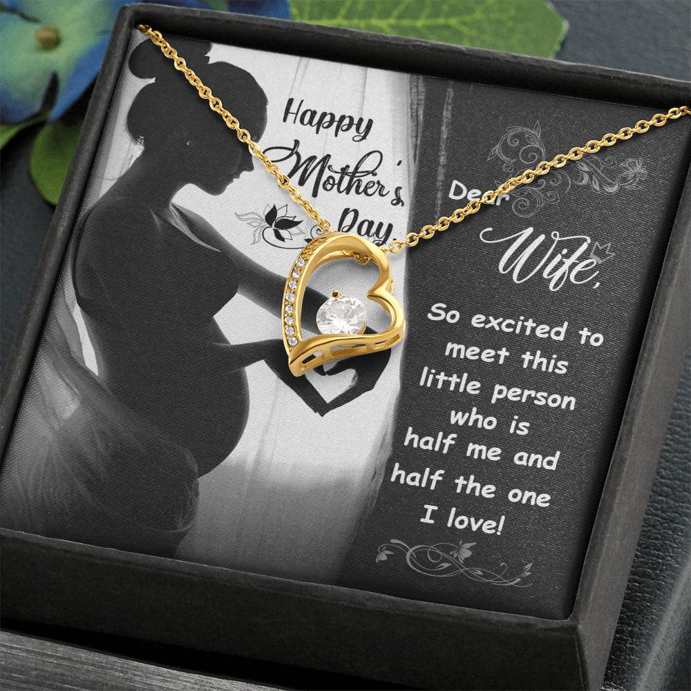 Forever Love Necklace with Message Card : Gifts for Wife - Happy Mothers Day Dear Wife so Excited to Meet  - For Mothers Day