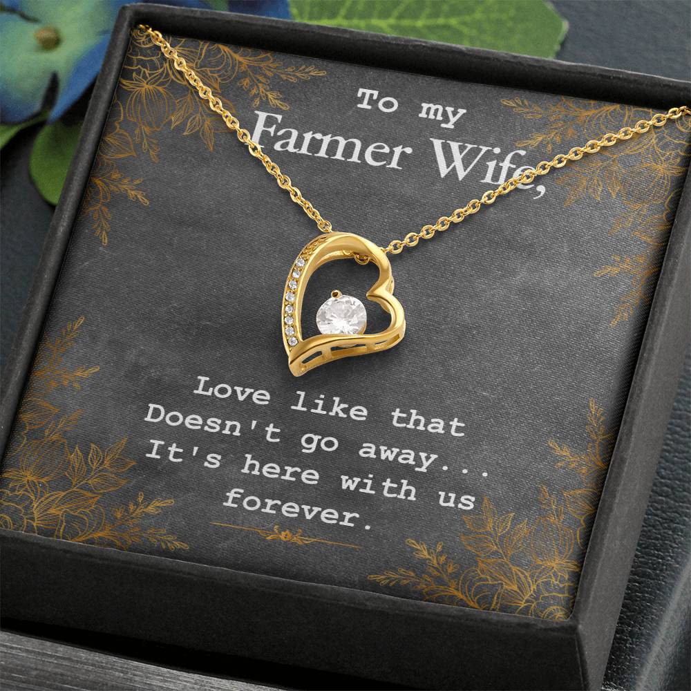 Forever Love Necklace with Message Card : Gifts for Wife - To My Farmer Wife, Love Like That Doesn't Go Away - For Anniversary, Birthday